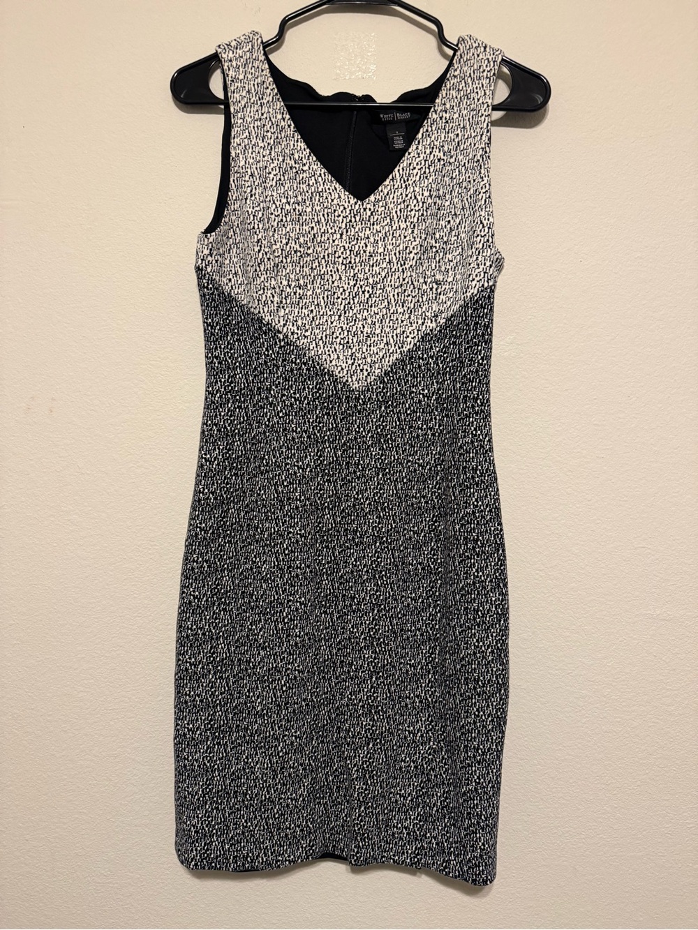 White House Black Market Black and White Chevron Midi Dress
